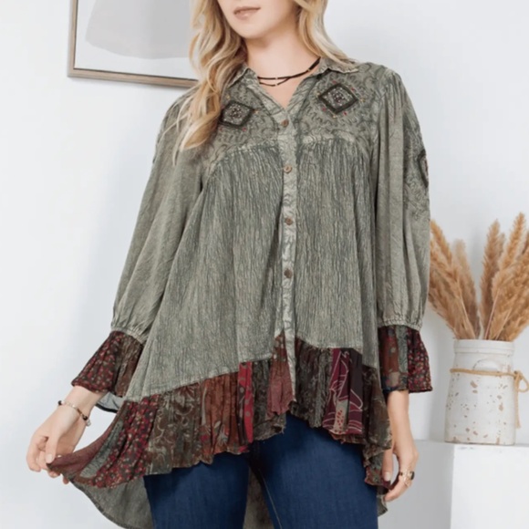 Young Threads Tops - Young Threads Bohemian Style Button Down Shirt